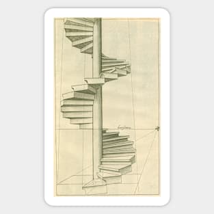 Vintage Architecture, Spiral Staircase Stairs by Henricus Hondius Sticker